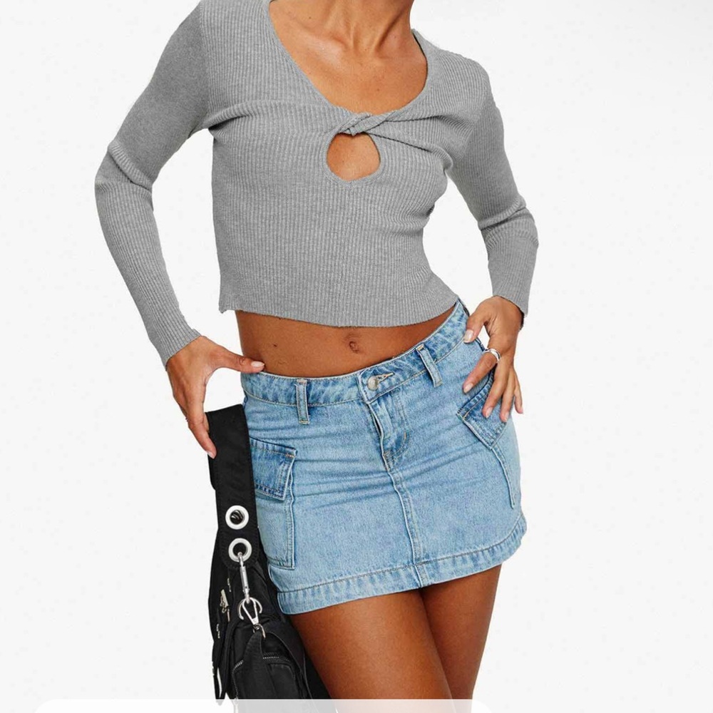 NWT Princess Polly Zakai Mini Denim Cargo Skirt
